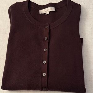 LOFT Women's Dark Brown Cardigan Sweater
